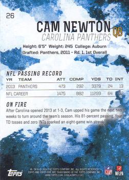 2014 Topps Fire #26 Cam Newton Back