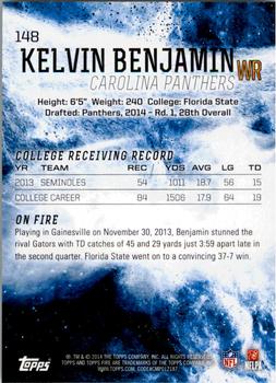 2014 Topps Fire #148 Kelvin Benjamin Back