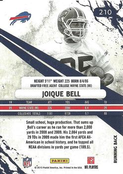 2010 Panini Rookies & Stars #210 Joique Bell  Back