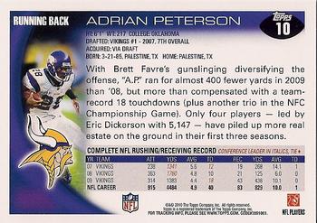 2010 Topps #10 Adrian Peterson  Back
