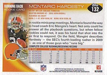 2010 Topps #132 Montario Hardesty  Back