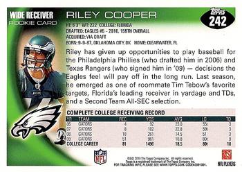 2010 Topps #242 Riley Cooper  Back