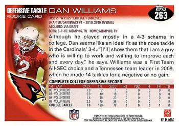 2010 Topps #263 Dan Williams Back