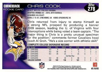 2010 Topps #278 Chris Cook Back