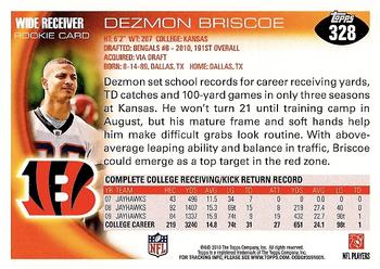 2010 Topps #328 Dezmon Briscoe Back