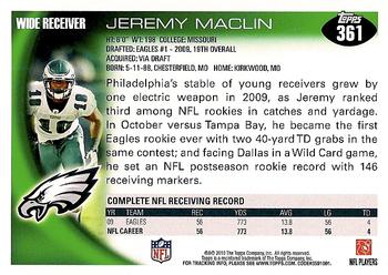 2010 Topps #361 Jeremy Maclin Back