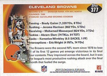 2010 Topps #377 Cleveland Browns Back