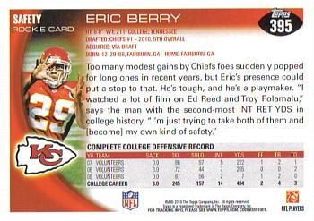 2010 Topps #395 Eric Berry Back