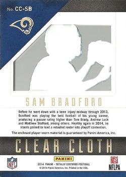 2014 Panini Totally Certified - Clear Cloth Prime Blue #CC-SB Sam Bradford Back