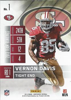 2014 Panini Contenders #1 Vernon Davis Back