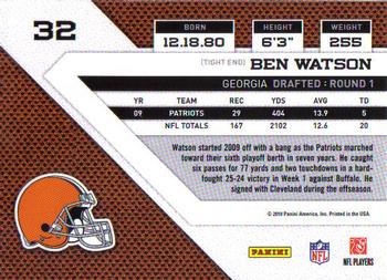 2010 Panini Threads #32 Ben Watson  Back