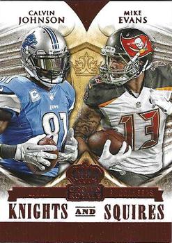 2014 Panini Crown Royale - Knights and Squires Red #KS4 Calvin Johnson / Mike Evans Front
