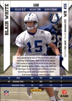 2010 Panini Epix #108 Blair White  Back