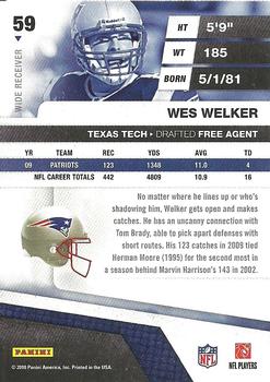 2010 Panini Absolute Memorabilia #59 Wes Welker  Back