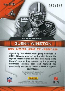 2014 Panini Spectra #318 Glenn Winston Back