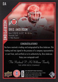 2015 Upper Deck Inscriptions #DA Dres Anderson Back