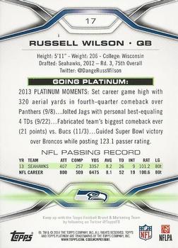 2014 Topps Platinum - Blue Wave Refractors #17 Russell Wilson Back