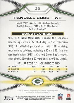 2014 Topps Platinum - Blue Wave Refractors #22 Randall Cobb Back