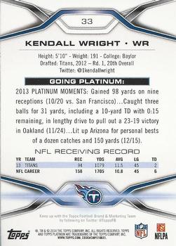 2014 Topps Platinum - Blue Wave Refractors #33 Kendall Wright Back