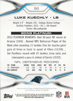 2014 Topps Platinum - Blue Wave Refractors #50 Luke Kuechly Back