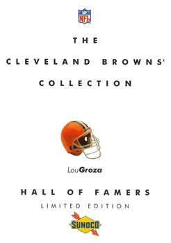 1992 Sunoco Cleveland Browns Hall of Famers - Cover Cards #5 Lou Groza Front