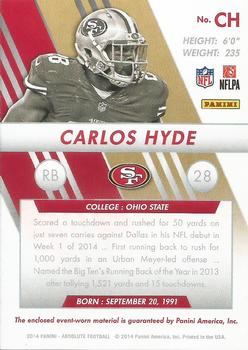 2014 Panini Absolute - Rookie Jersey Collection #CH Carlos Hyde Back