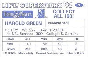 1992 Diamond NFL Superstars Stickers #9 Harold Green Back