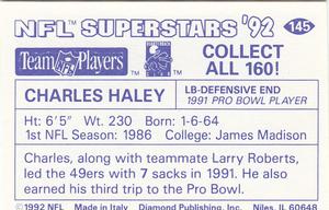 1992 Diamond NFL Superstars Stickers #145 Charles Haley Back