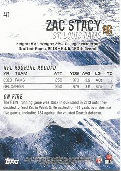 2014 Topps Fire - Flame Foil #41 Zac Stacy Back