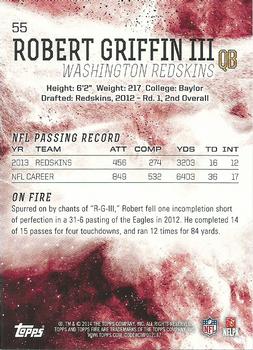 2014 Topps Fire - Flame Foil #55 Robert Griffin III Back