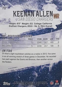 2014 Topps Fire - Flame Foil #78 Keenan Allen Back