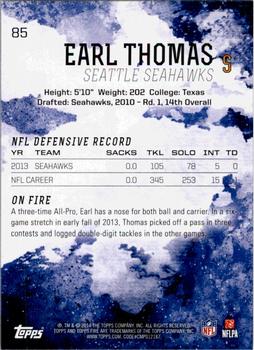 2014 Topps Fire - Flame Foil #85 Earl Thomas Back