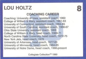 1990 Collegiate Collection Notre Dame - Promos #8 Lou Holtz Back