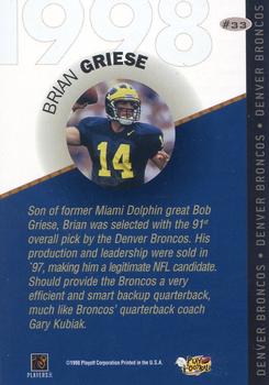 1998 Playoff Prestige Retail - 1998 Draft Picks Bronze #33 Brian Griese Back