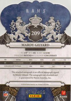 2010 Panini Crown Royale #209 Mardy Gilyard Back