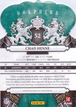 2010 Panini Crown Royale #52 Chad Henne Back