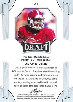 2015 Leaf Draft #07 Blake Sims Back