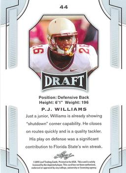 2015 Leaf Draft #44 P.J. Williams Back