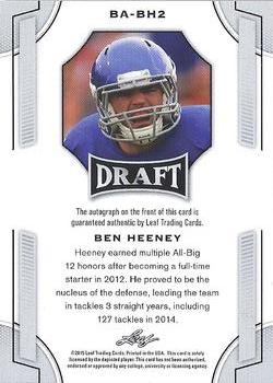 2015 Leaf Draft - Autographs #BA-BH2 Ben Heeney Back