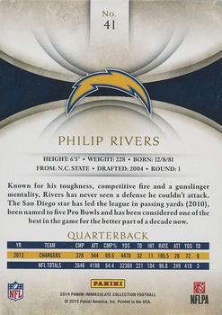 2014 Panini Immaculate Collection - Gold #41 Philip Rivers Back