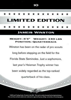 2015 Leaf Draft Limited Edition #10 Jameis Winston Back