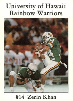 1990 Hawaii Rainbow Warriors #NNO Zerin Khan Front