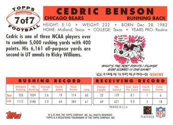 2005 Topps - Throwback Promos #7 Cedric Benson Back