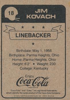 1979 Topps Coca-Cola New Orleans Saints #18 Jim Kovach Back