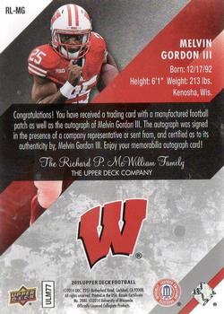 2015 Upper Deck - Rookie Letterman Autographs #RL-MG Melvin Gordon III Back