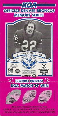 1984 KOA Denver Broncos #NNO Fran Lynch Front