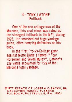 1977 Pottsville Maroons 1925 #4 Tony Latone Back