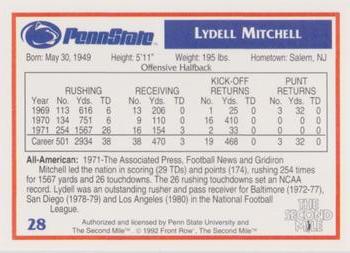 1991-92 Front Row Penn State Nittany Lions All-Americans #28 Lydell Mitchell Back