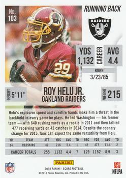 2015 Score #103 Roy Helu Jr. Back
