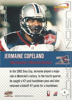 2003 Pacific Atomic CFL - Fusion Force #4 Jermaine Copeland Back